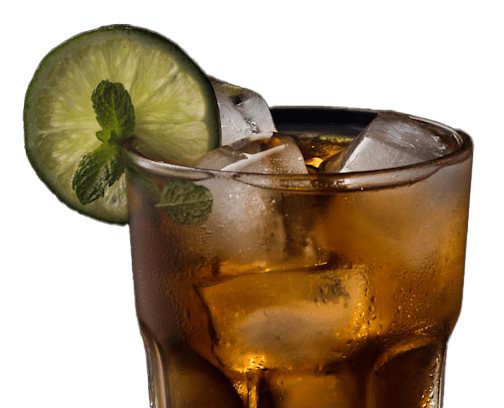 Southern sweet tea concentrate served in a clear glass filled with ice, garnished with fresh lemon slices and mint leaves, showcasing a refreshing and vibrant Southern-style beverage.